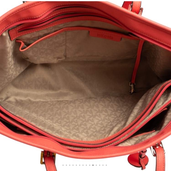Michael Kors large rare Jet Set coral leather tote/shoulder bag - Picture 4 of 15